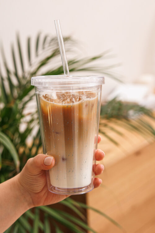 Clear plastic tumbler